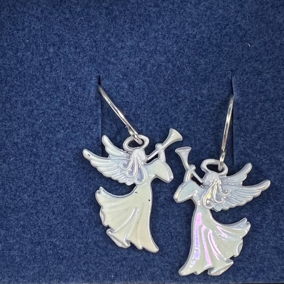 Avon 2001 : white iridescent Angel earrings - Picture 3 of 15